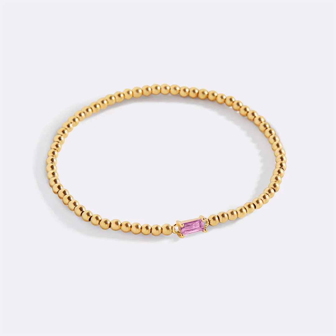 Gold Beaded Birthstone Bracelet - Image 95