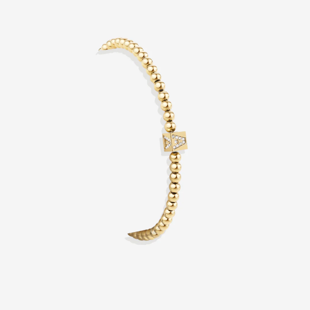 Gold Beaded Block Initial Bracelet - Image 12