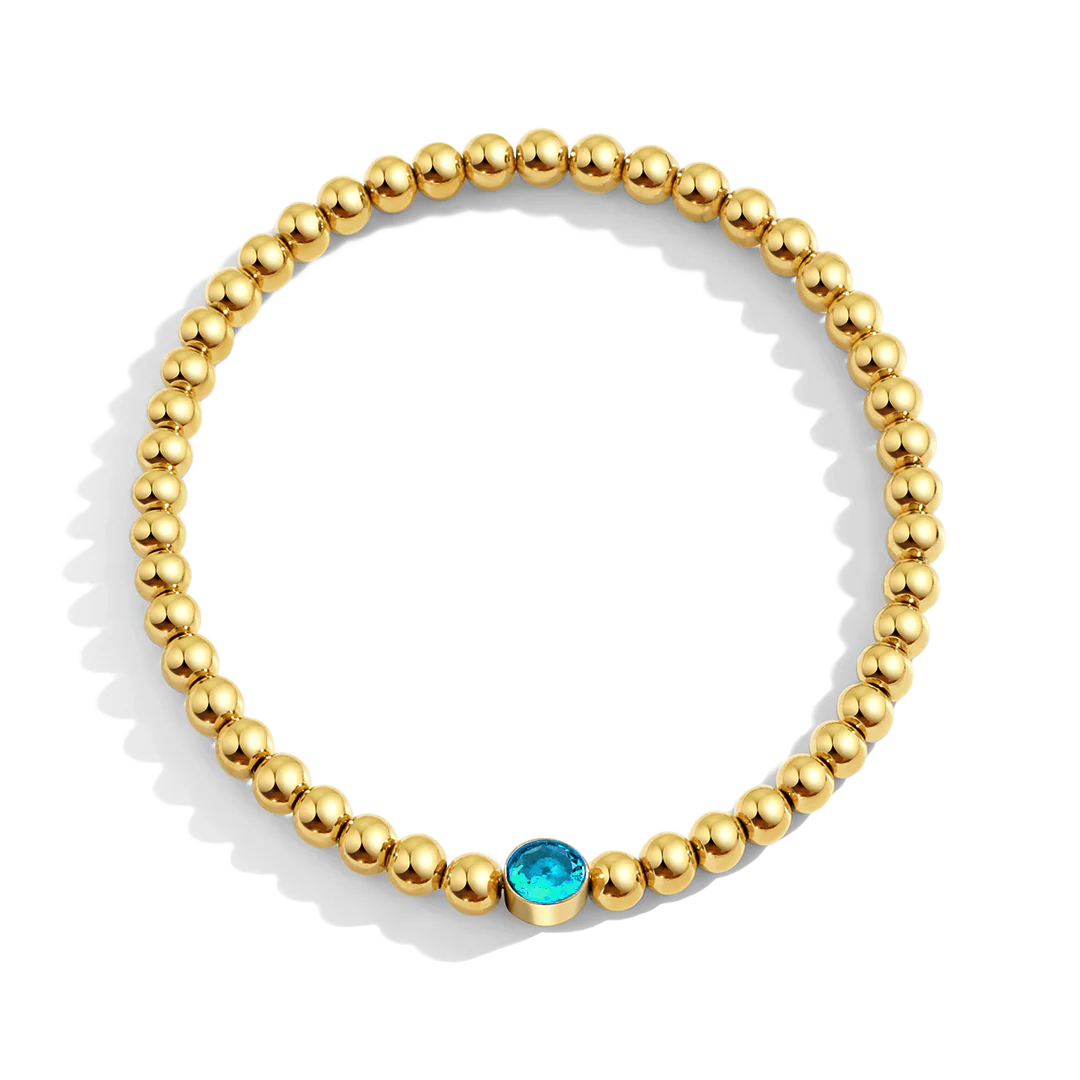 Gold Beaded Bubble Birthstone Bracelet - Image 11