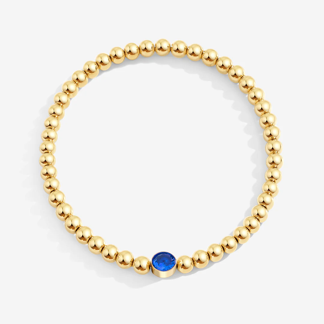 Gold Beaded Bubble Birthstone Bracelet - Image 48