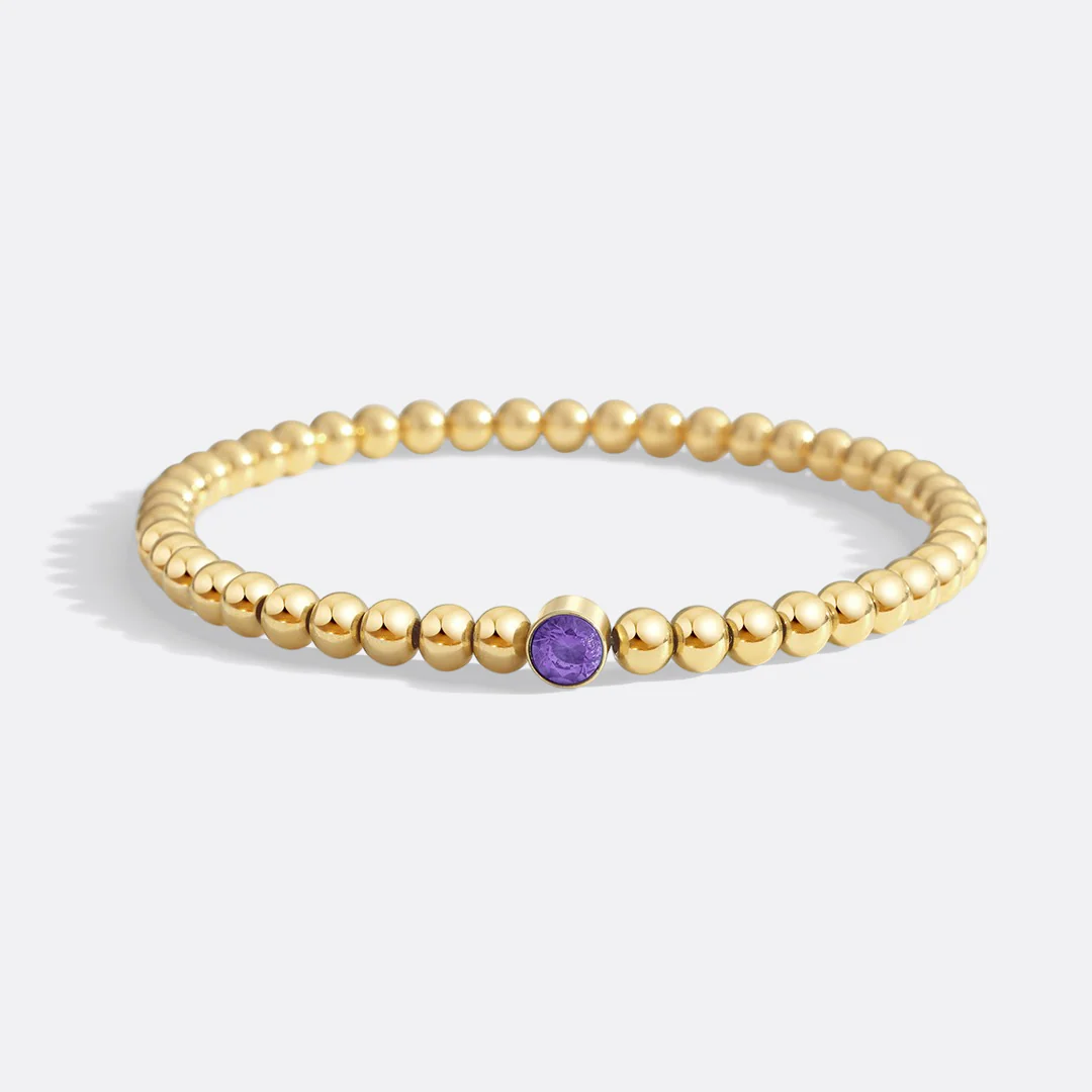 Gold Beaded Bubble Birthstone Bracelet - Image 57