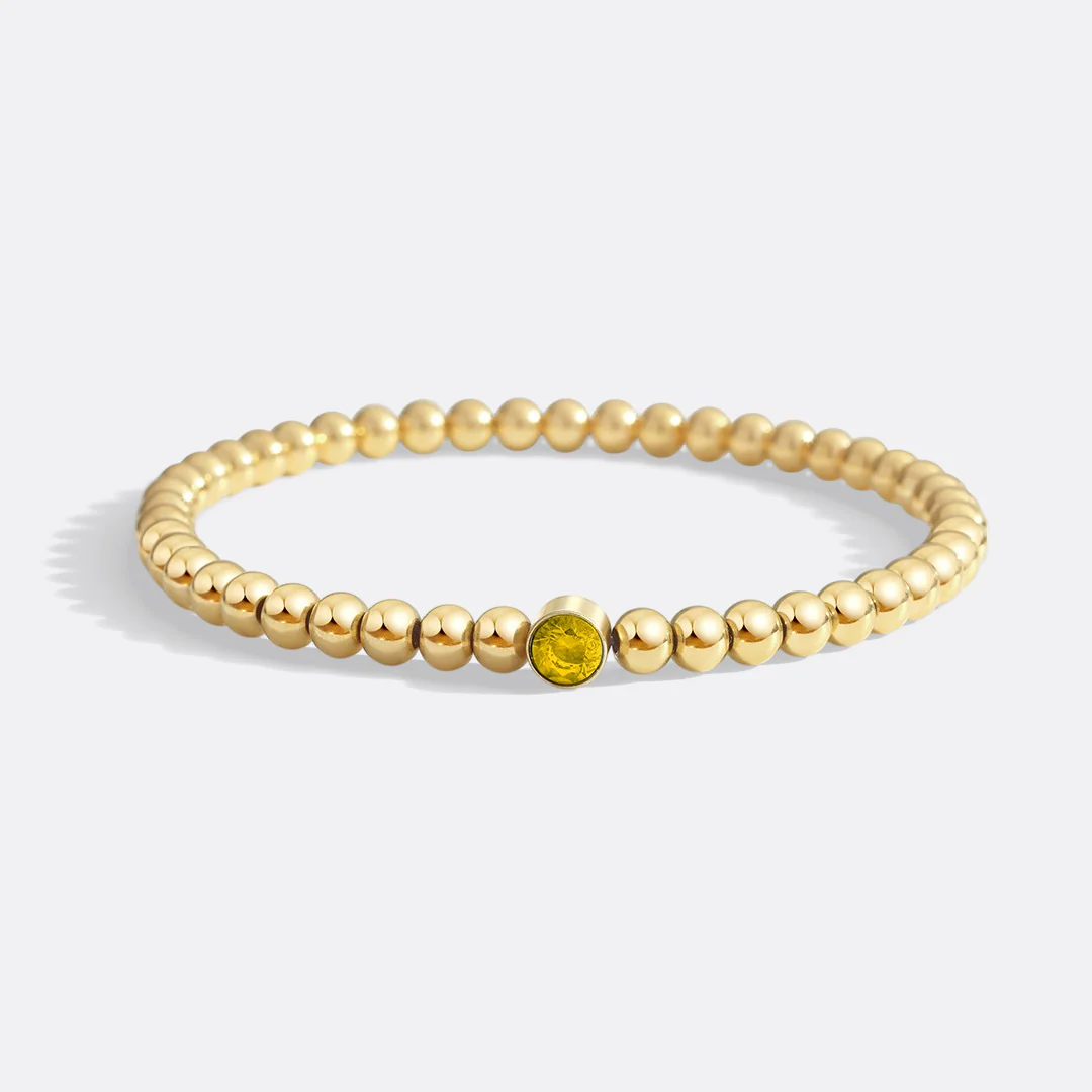 Gold Beaded Bubble Birthstone Bracelet - Image 69
