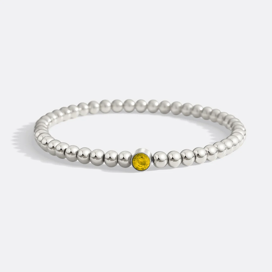 Gold Beaded Bubble Birthstone Bracelet - Image 70