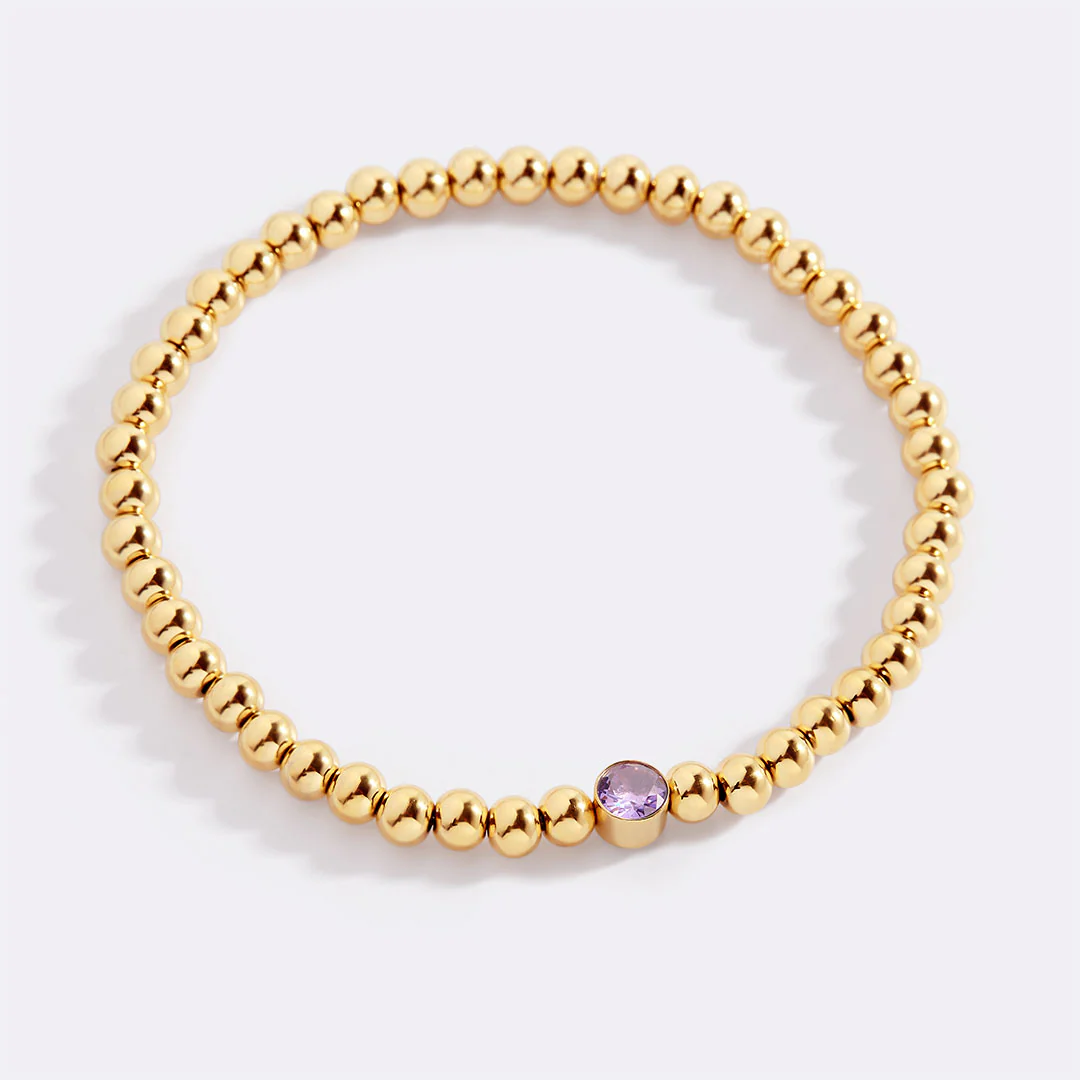 Gold Beaded Bubble Birthstone Bracelet - Image 89