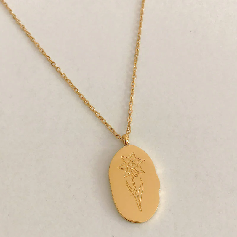 Gold Birth Flower Pendant Necklace - Image 16