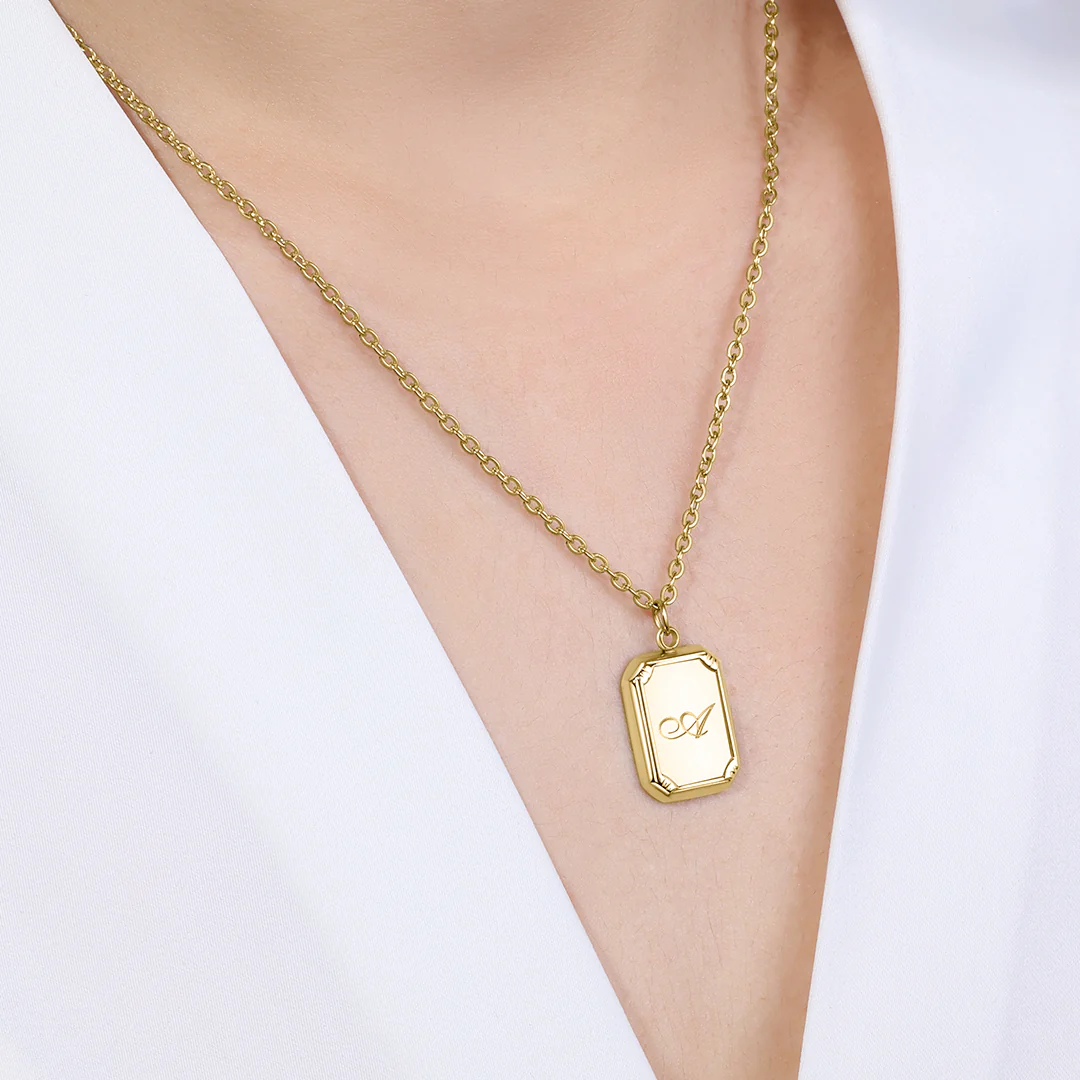 Gold Initial Pendant Necklace - Image 4