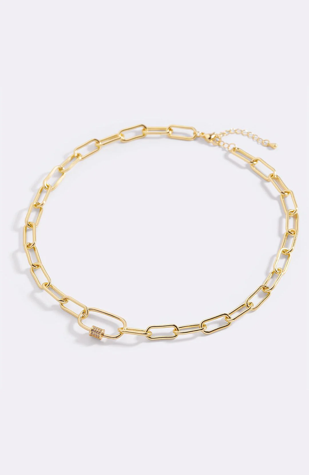 Link Chain Necklace with Pave Carabiner Clasp - Image 22