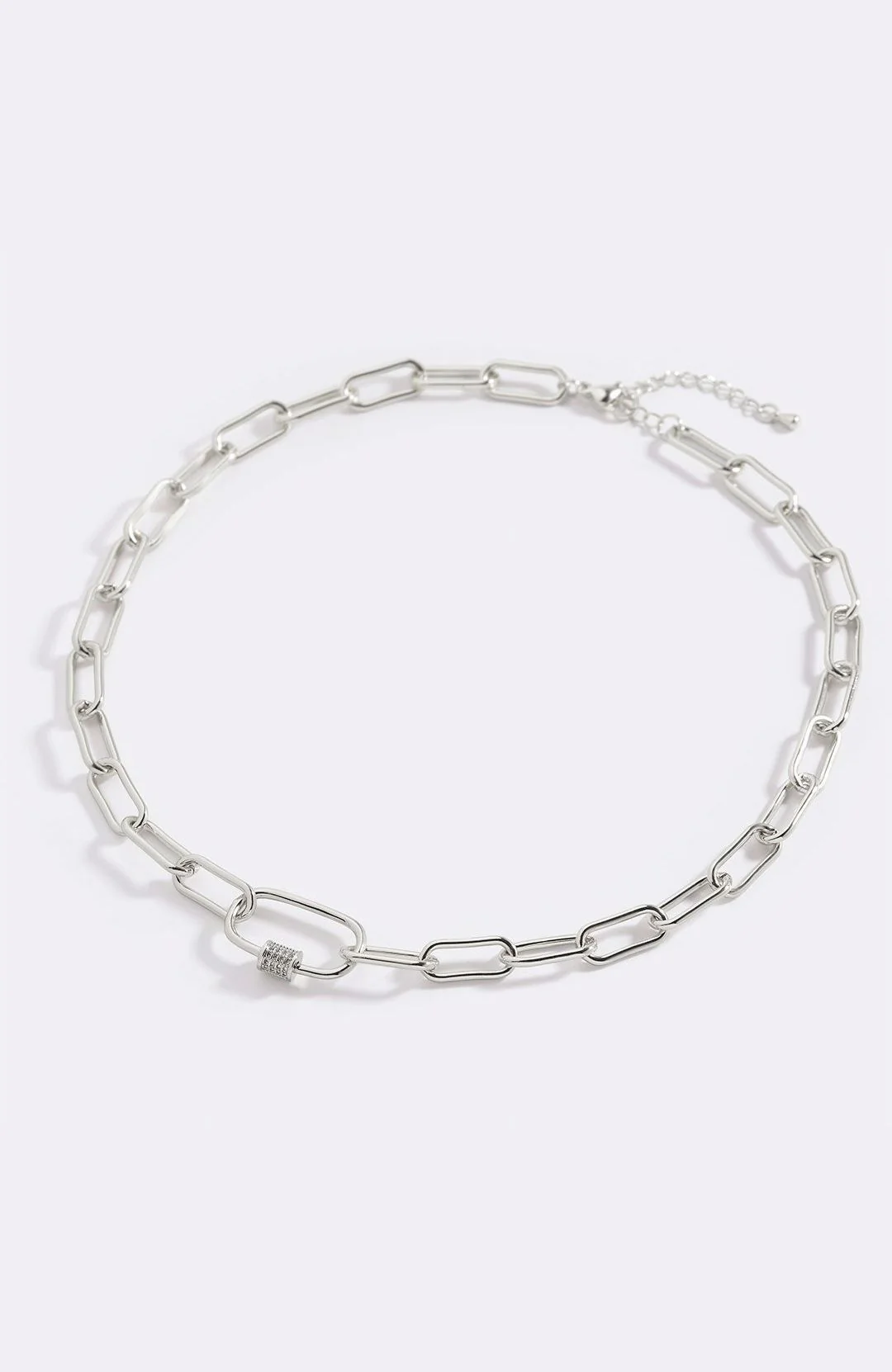 Link Chain Necklace with Pave Carabiner Clasp - Image 23