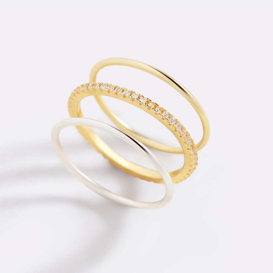 Gold and Silver Stacking Ring Set - Image 10