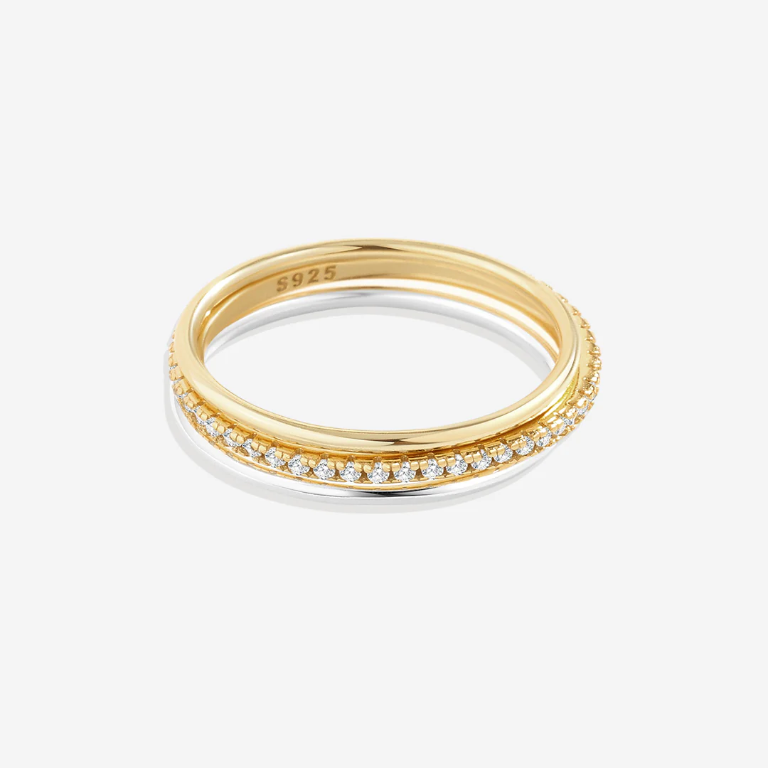 Gold and Silver Stacking Ring Set - Image 4