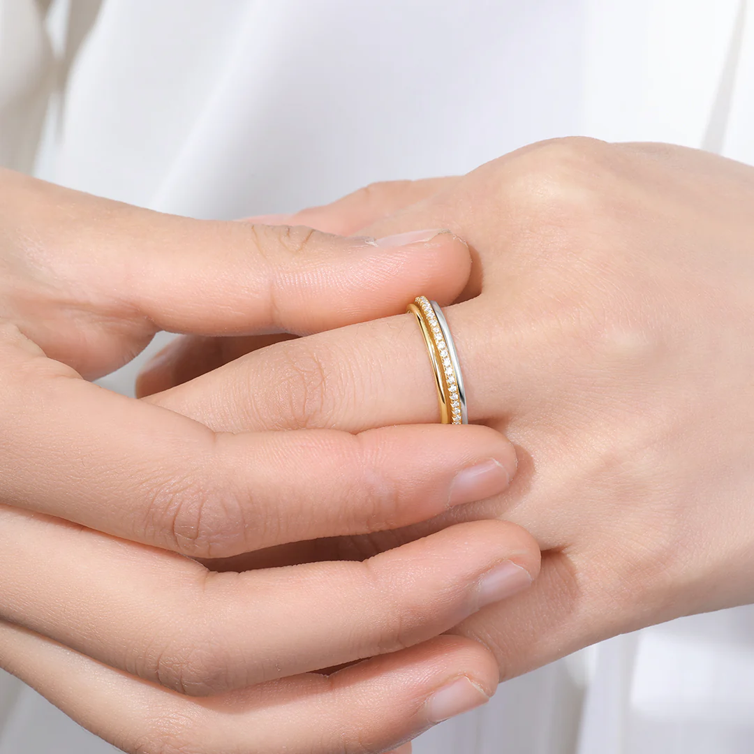 Gold and Silver Stacking Ring Set - Image 7