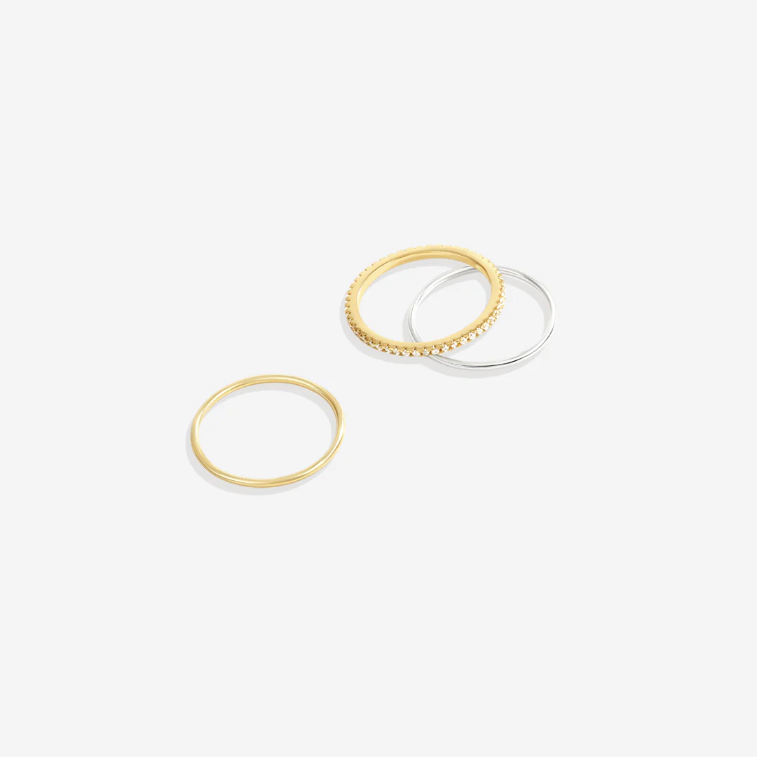 Gold and Silver Stacking Ring Set - Image 8