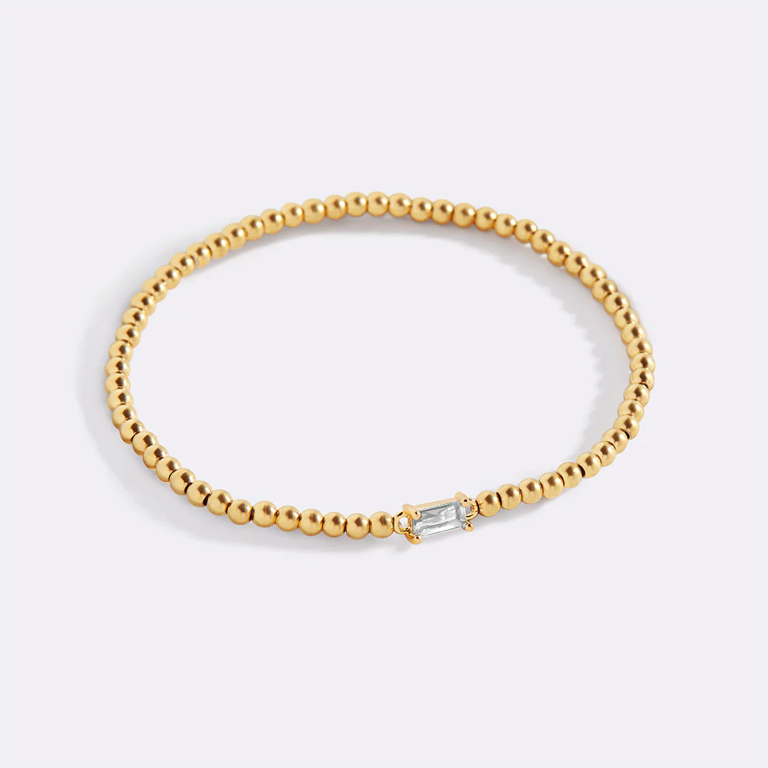 Gold Beaded Birthstone Bracelet - Image 11