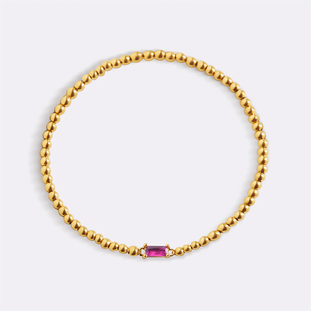 Gold Beaded Birthstone Bracelet - Image 16