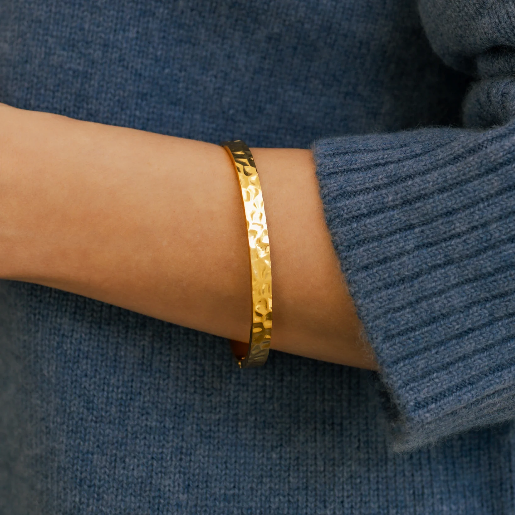 Hammered Gold Cuff Bracelet - Image 11