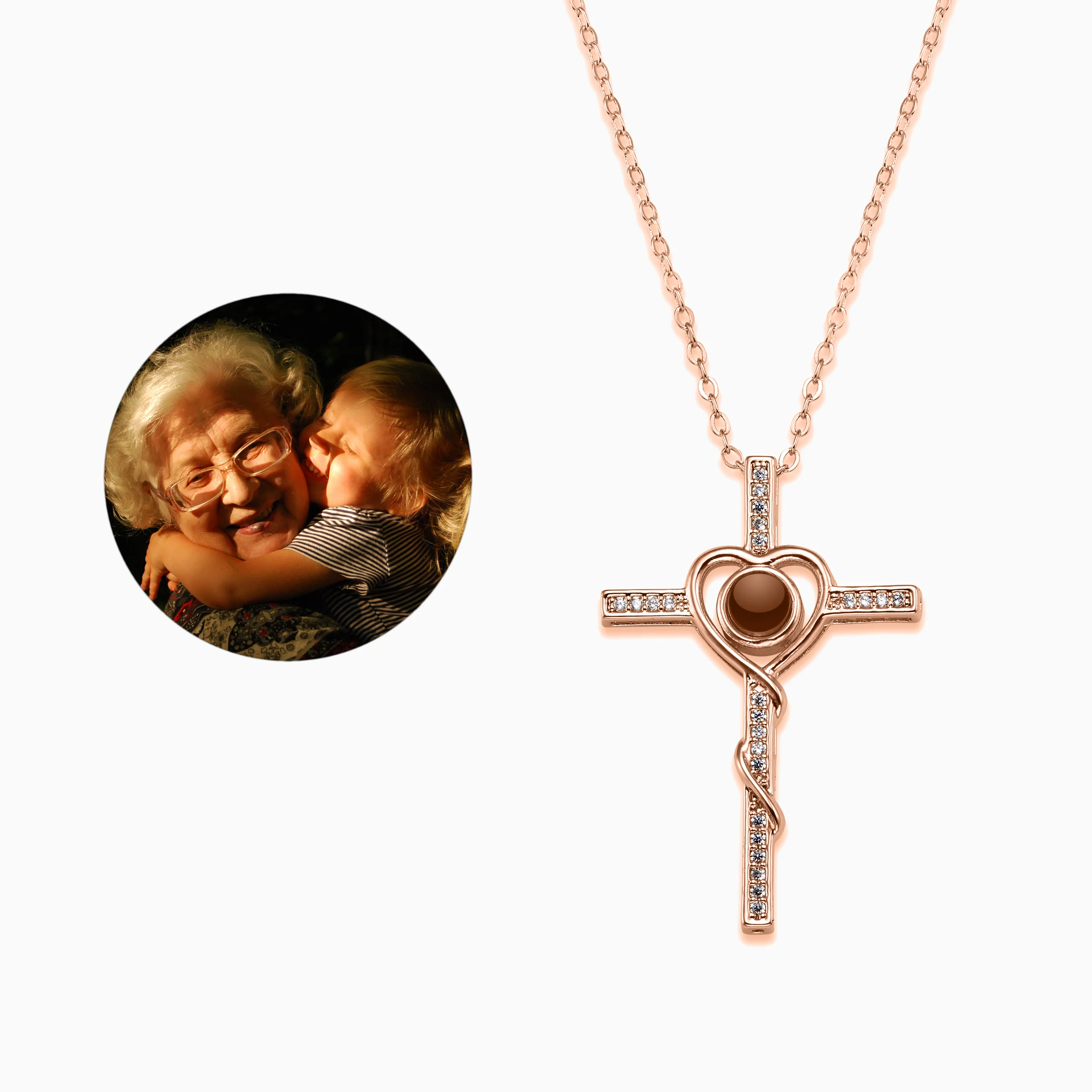 Heart and Cross Photo Necklace - Image 8