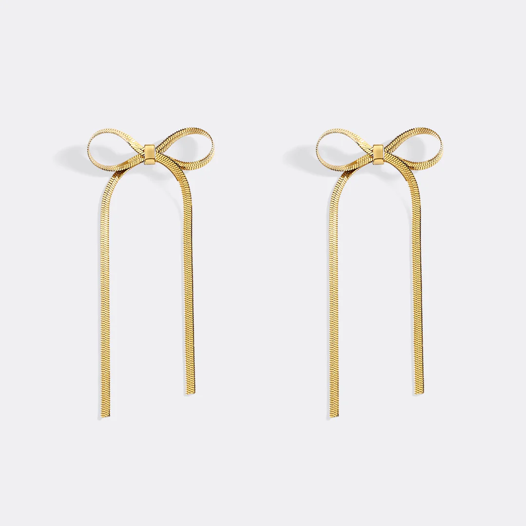 Herringbone Bow Earrings - Image 3