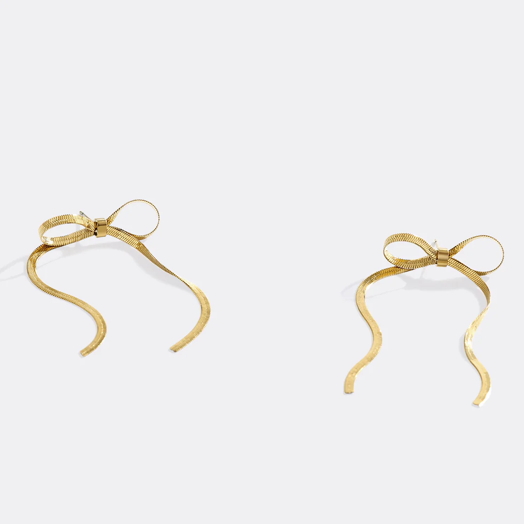 Herringbone Bow Earrings - Image 5