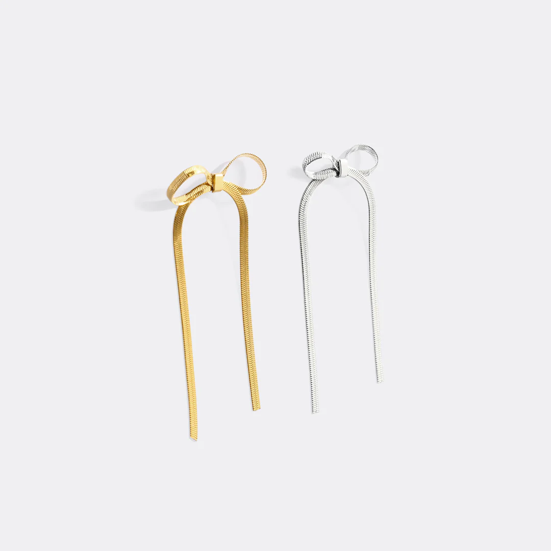 Herringbone Bow Earrings - Image 7