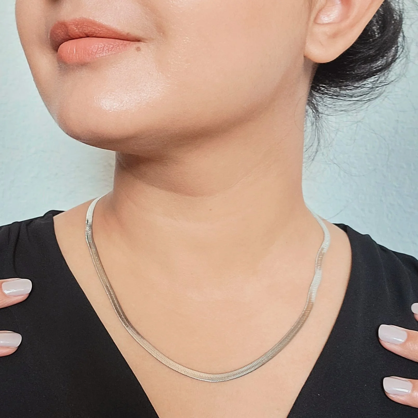 Herringbone Gold Chain Necklace - Image 15