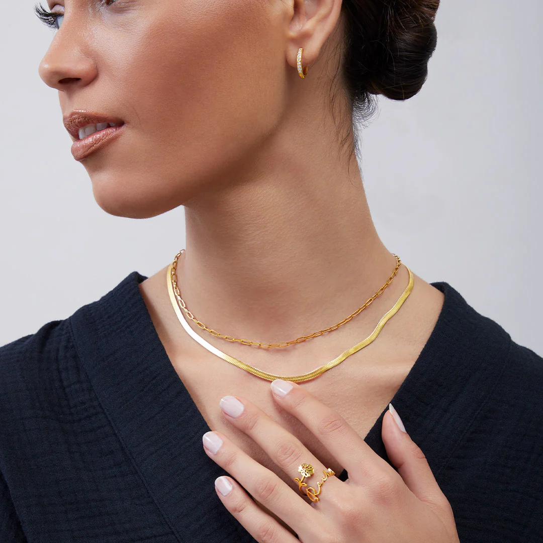 Herringbone Gold Chain Necklace - Image 21