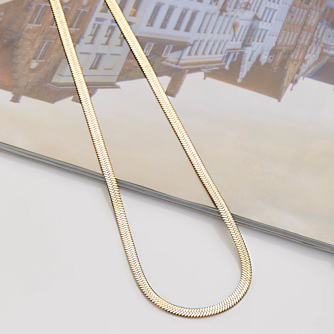 Herringbone Gold Chain Necklace - Image 28