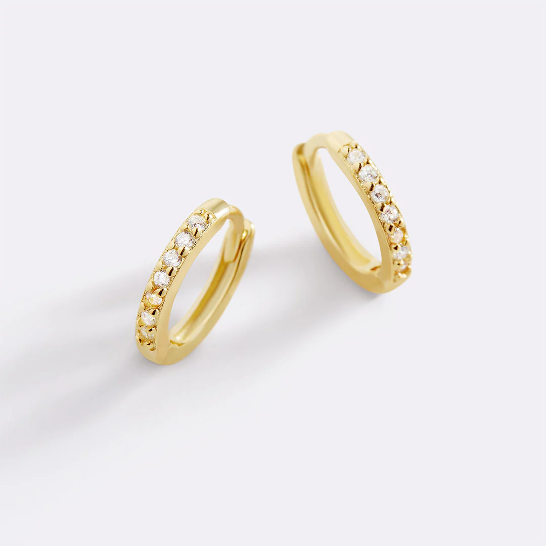 Pave Huggie Hoop Earrings - Image 3