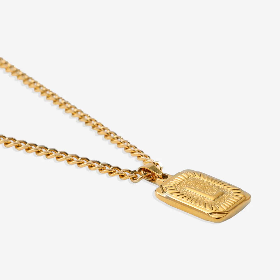 Initial Card Pendant Necklace with Curb Chain - Image 35