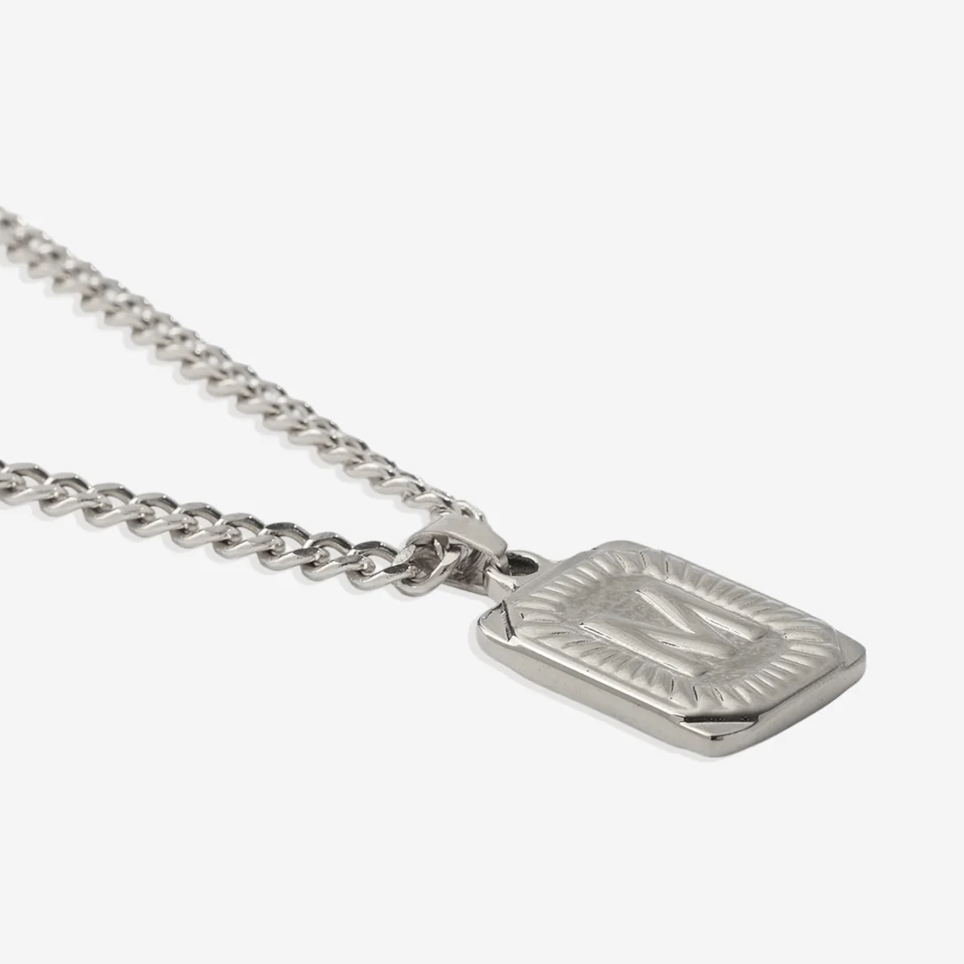 Initial Card Pendant Necklace with Curb Chain - Image 36