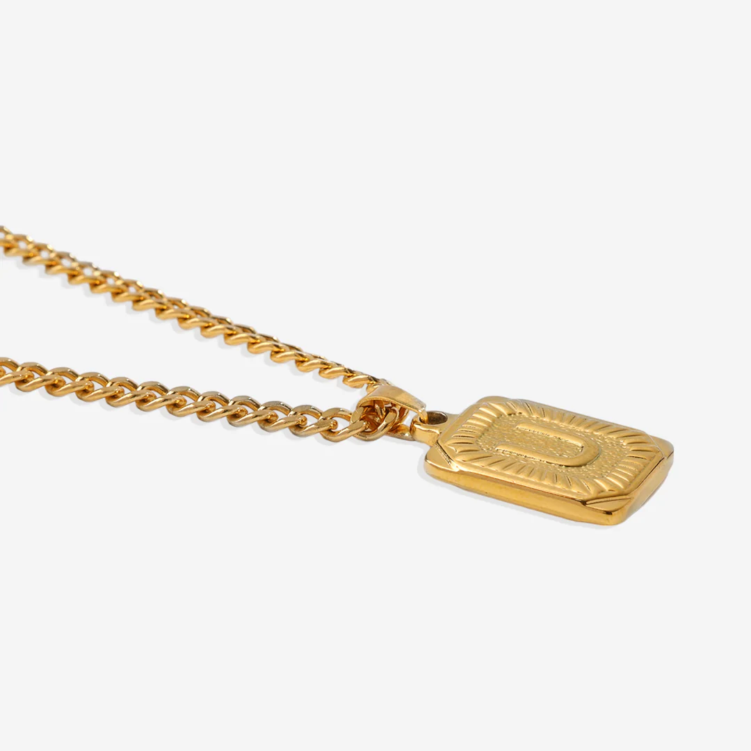 Initial Card Pendant Necklace with Curb Chain - Image 53
