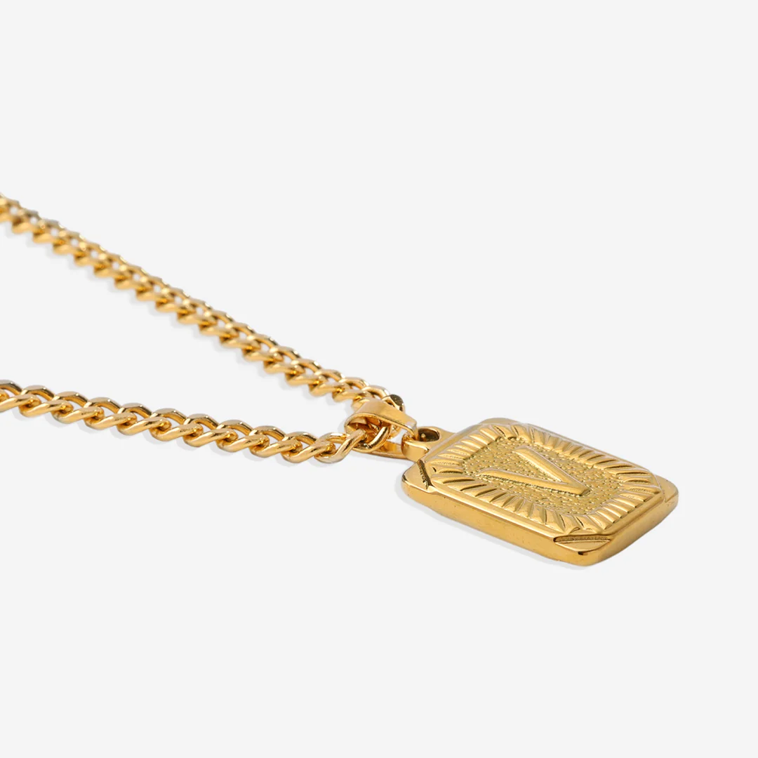 Initial Card Pendant Necklace with Curb Chain - Image 55