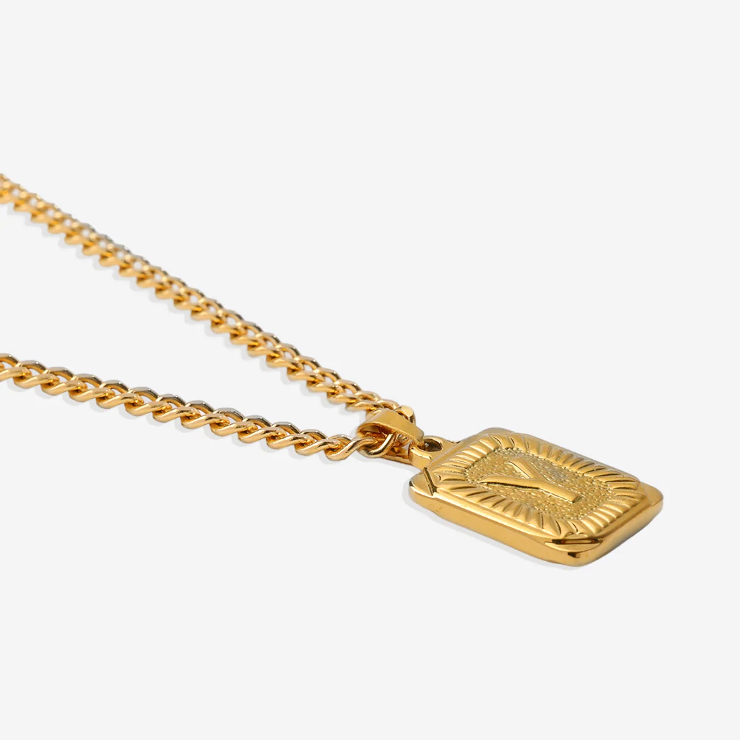 Initial Card Pendant Necklace with Curb Chain - Image 59