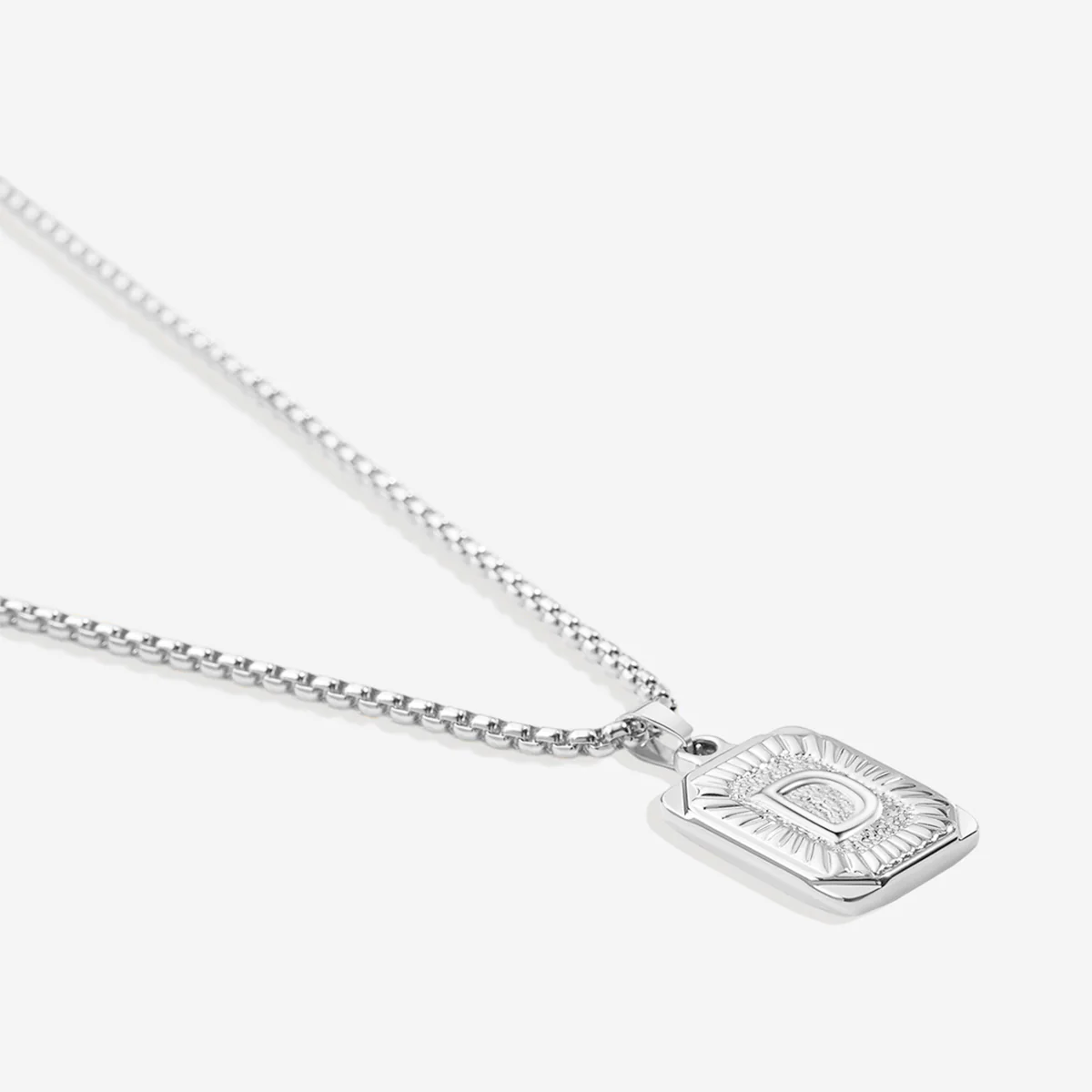 Initial Card Pendant Necklace with Rolo Chain - Image 49