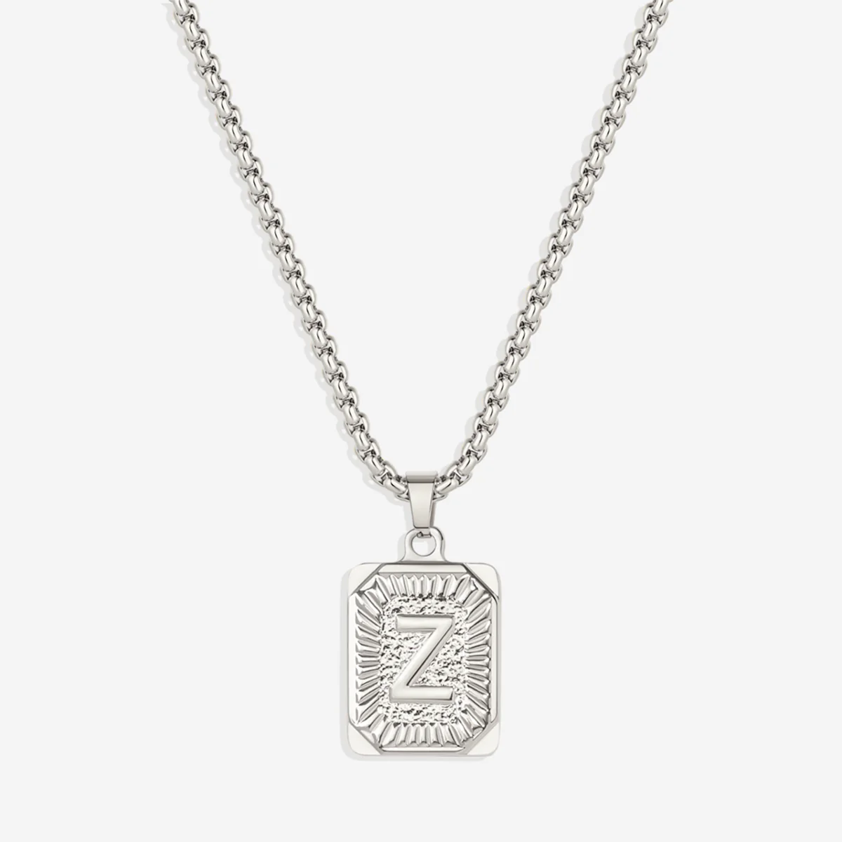 Initial Card Pendant Necklace with Rolo Chain - Image 59