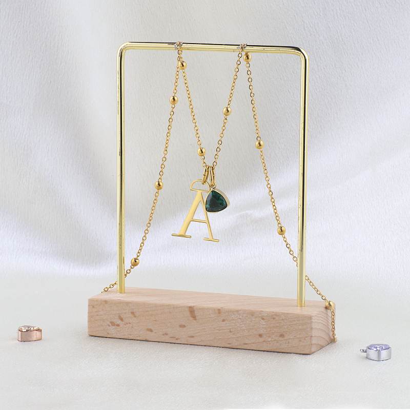 Droplet Birthstone & Initial Necklace - Image 13