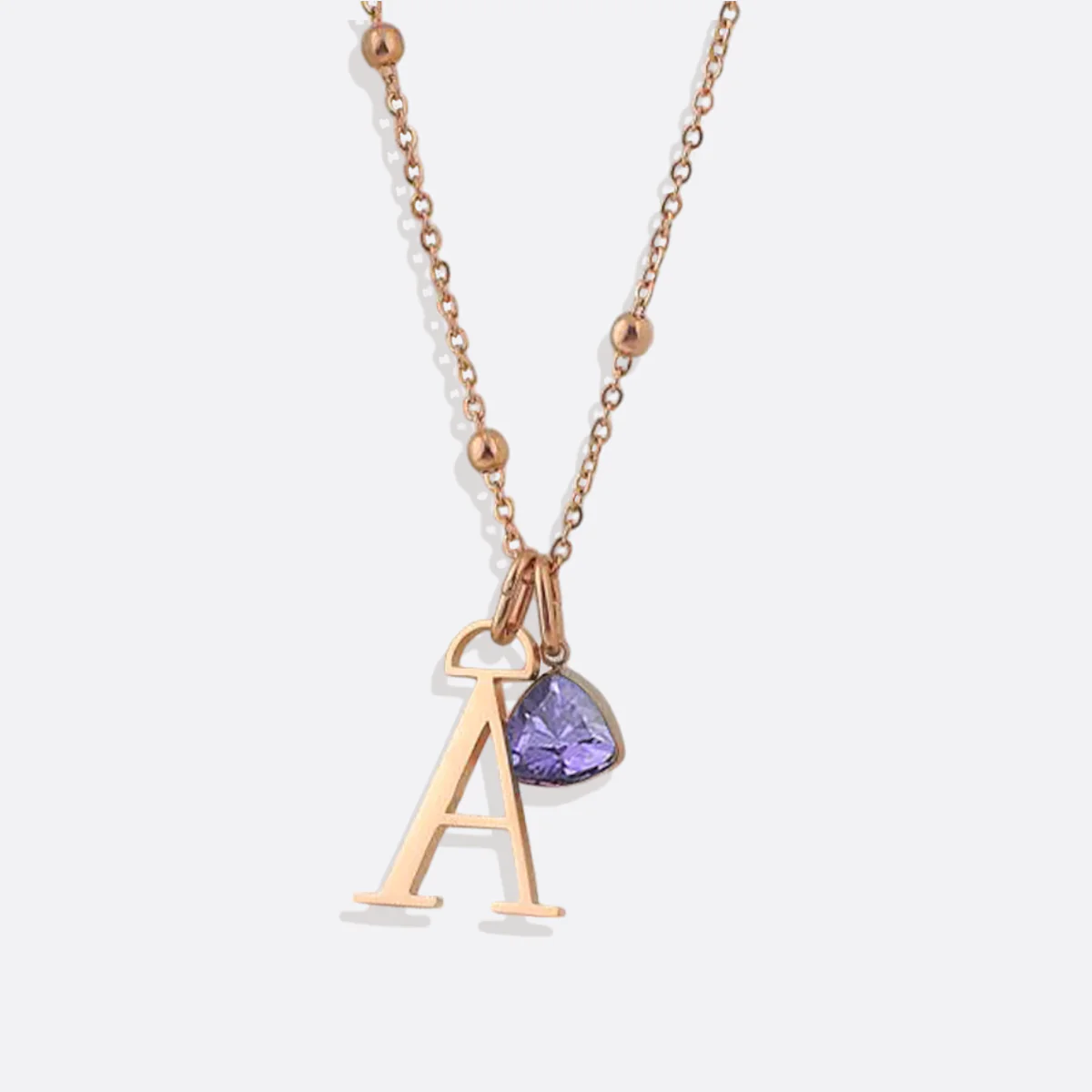 Droplet Birthstone & Initial Necklace - Image 19
