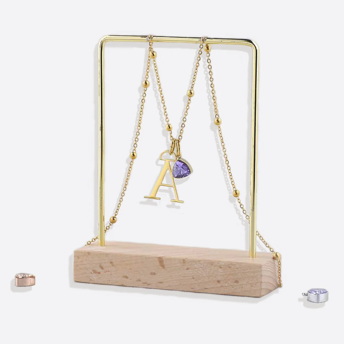 Droplet Birthstone & Initial Necklace - Image 8
