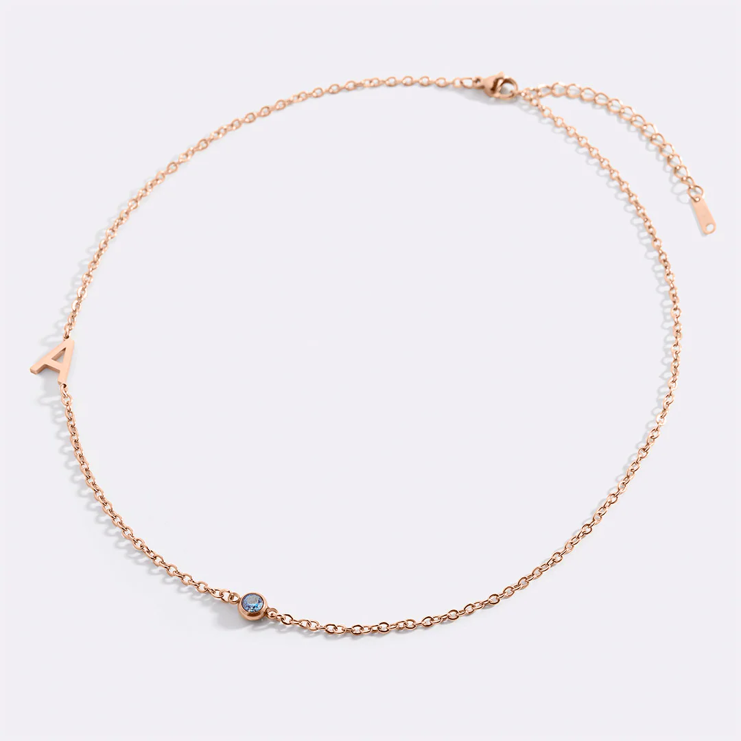 Initial Necklace with Birthstone Accent - Image 115