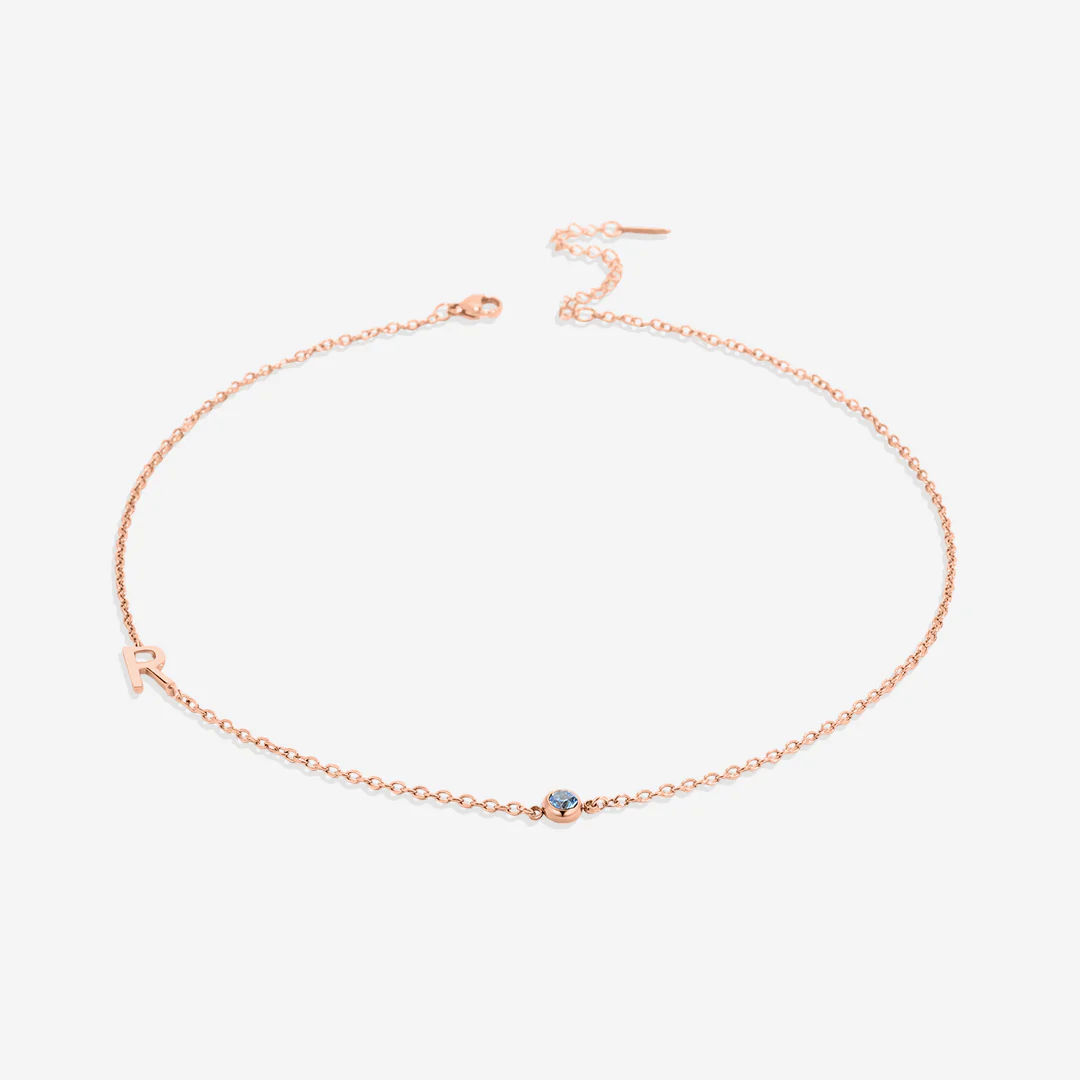 Initial Necklace with Birthstone Accent - Image 62