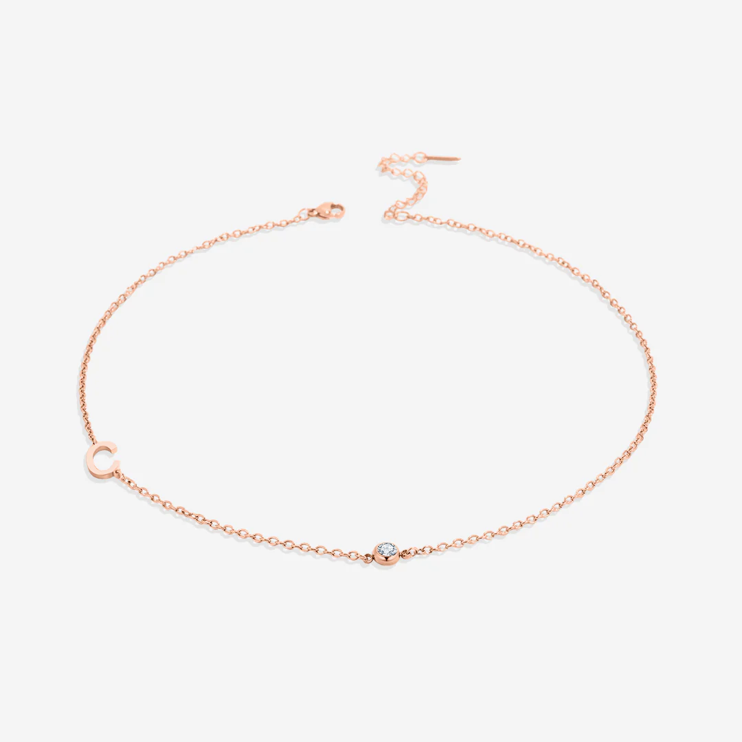 Initial Necklace with Birthstone Accent - Image 63