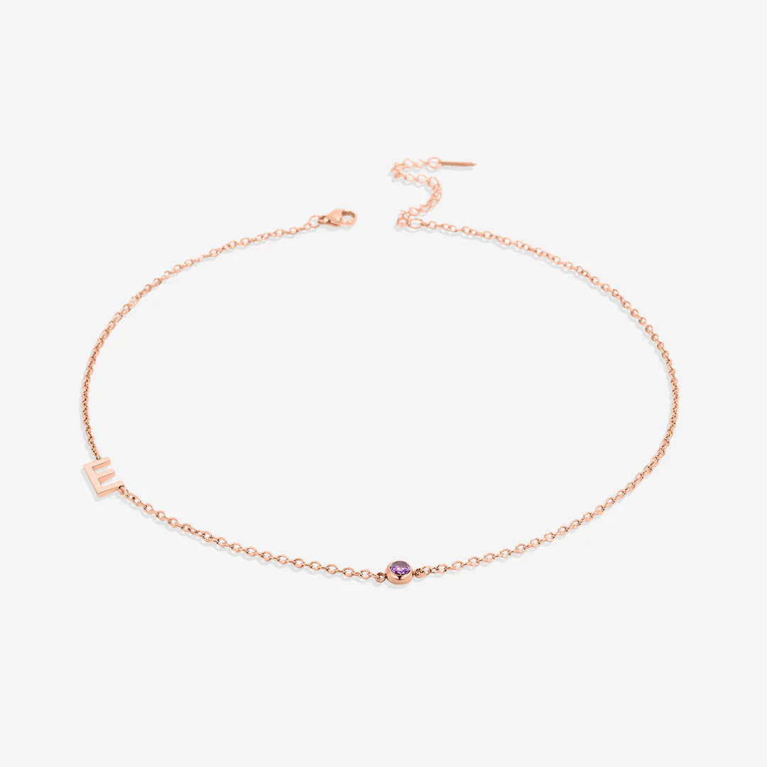 Initial Necklace with Birthstone Accent - Image 65
