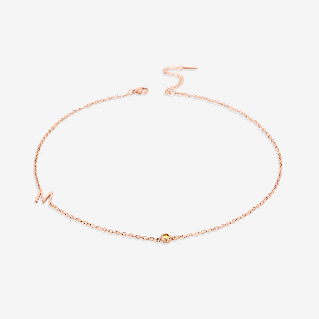 Initial Necklace with Birthstone Accent - Image 70
