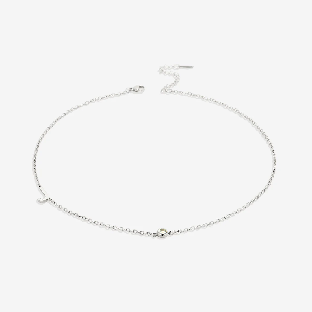 Initial Necklace with Birthstone Accent - Image 85