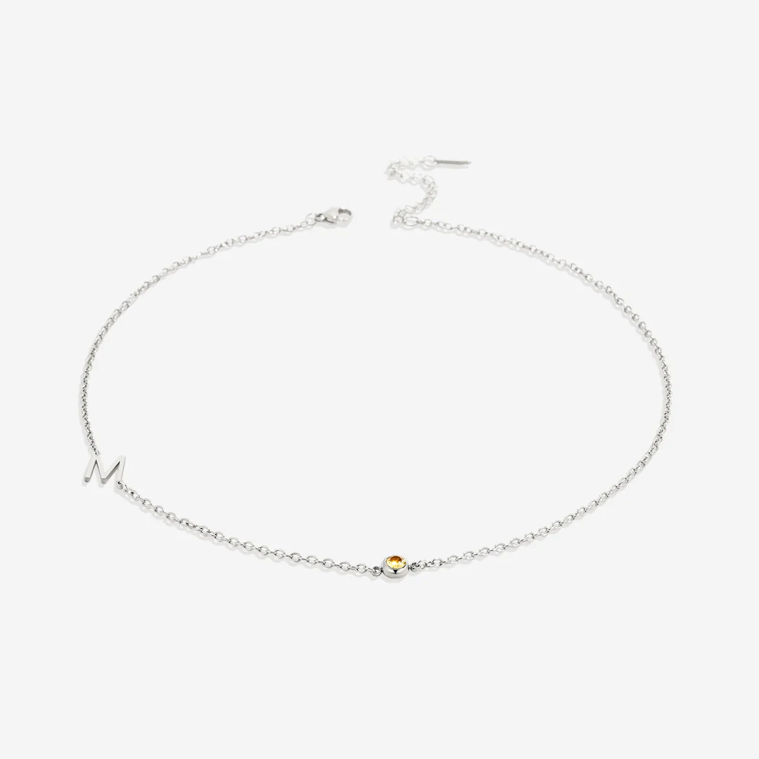 Initial Necklace with Birthstone Accent - Image 88