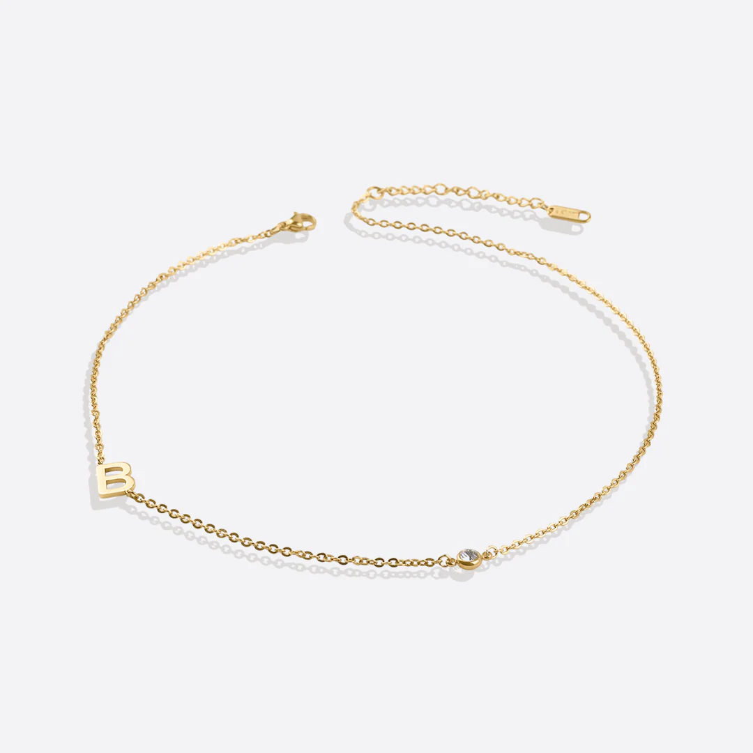 Initial Necklace with Diamond Accent - Image 2