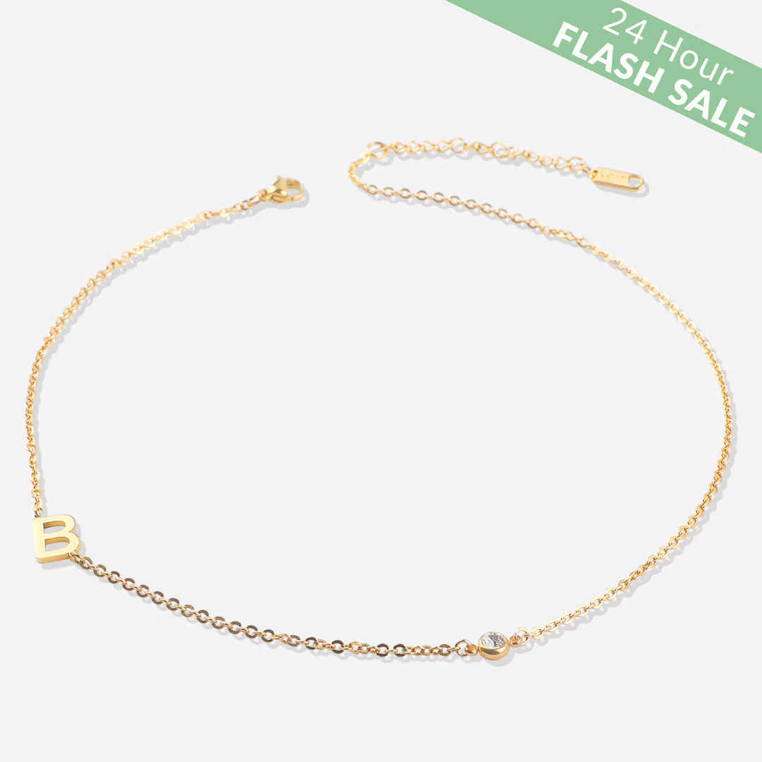 Initial Necklace with Diamond Accent - Image 4