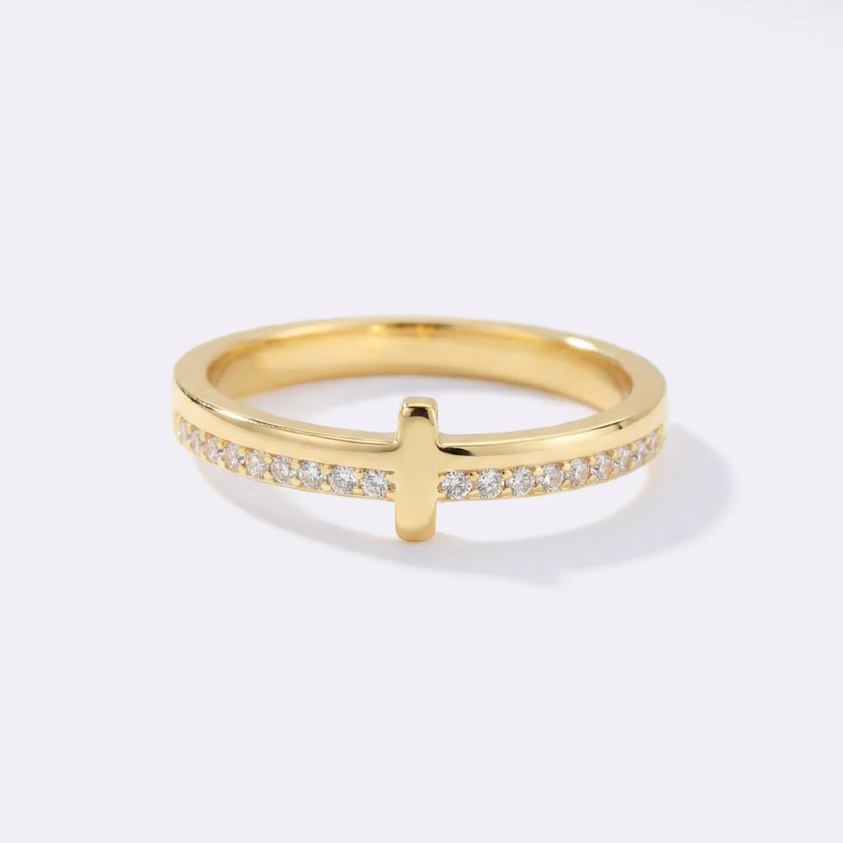 Let God Be In Control Golden Cross Ring - Image 16