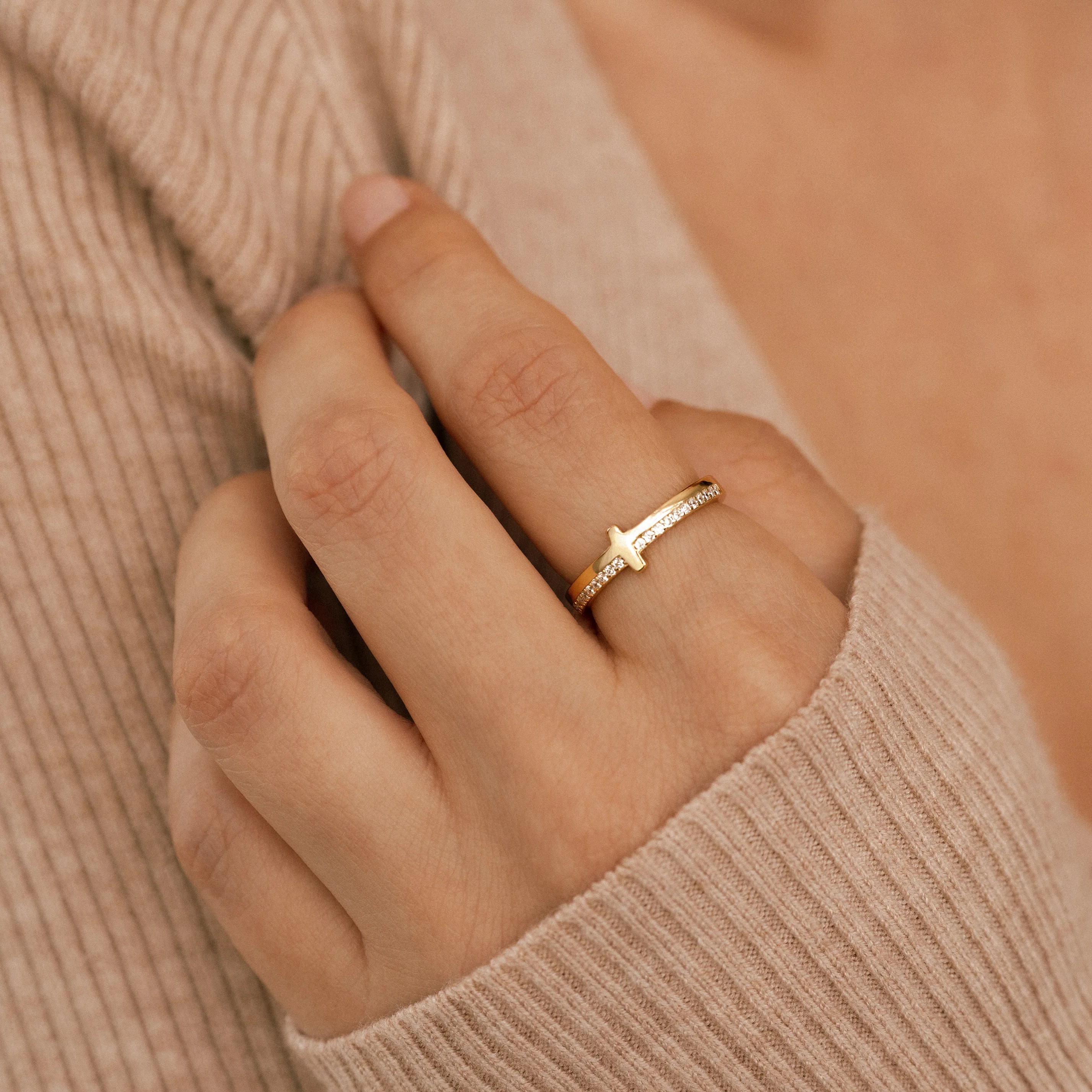 Let God Be In Control Golden Cross Ring - Image 18