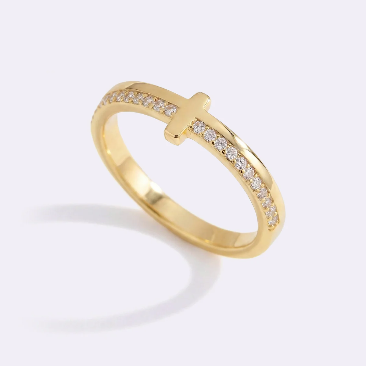Let God Be In Control Golden Cross Ring - Image 3
