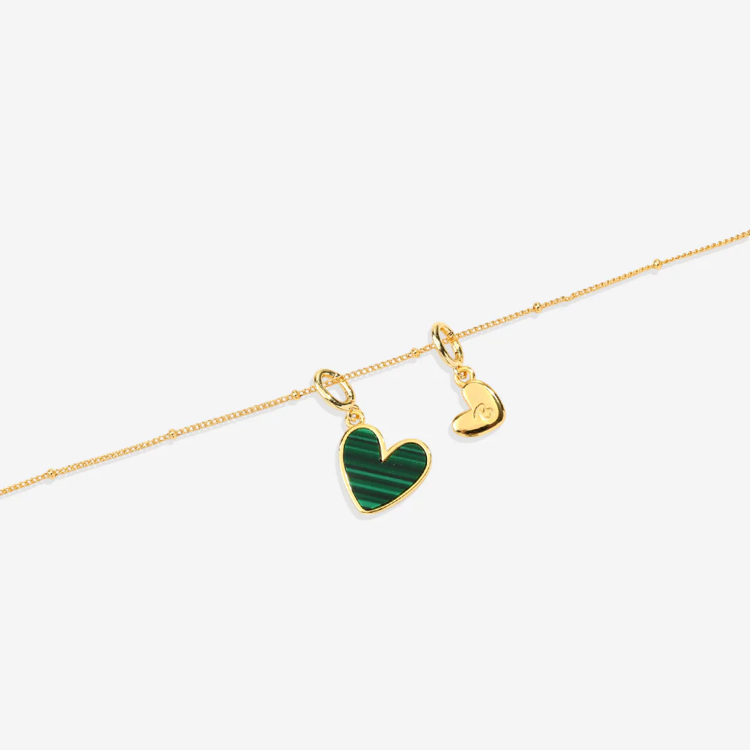 Malachite Heart Initial Necklace - Image 5
